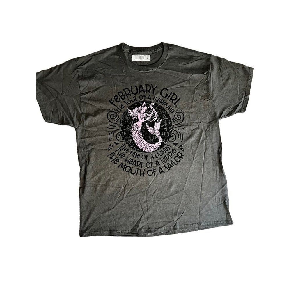 Brand New February Girl Soul Of A Mermaid Women Short Sleeve Tshirt Size XLarge